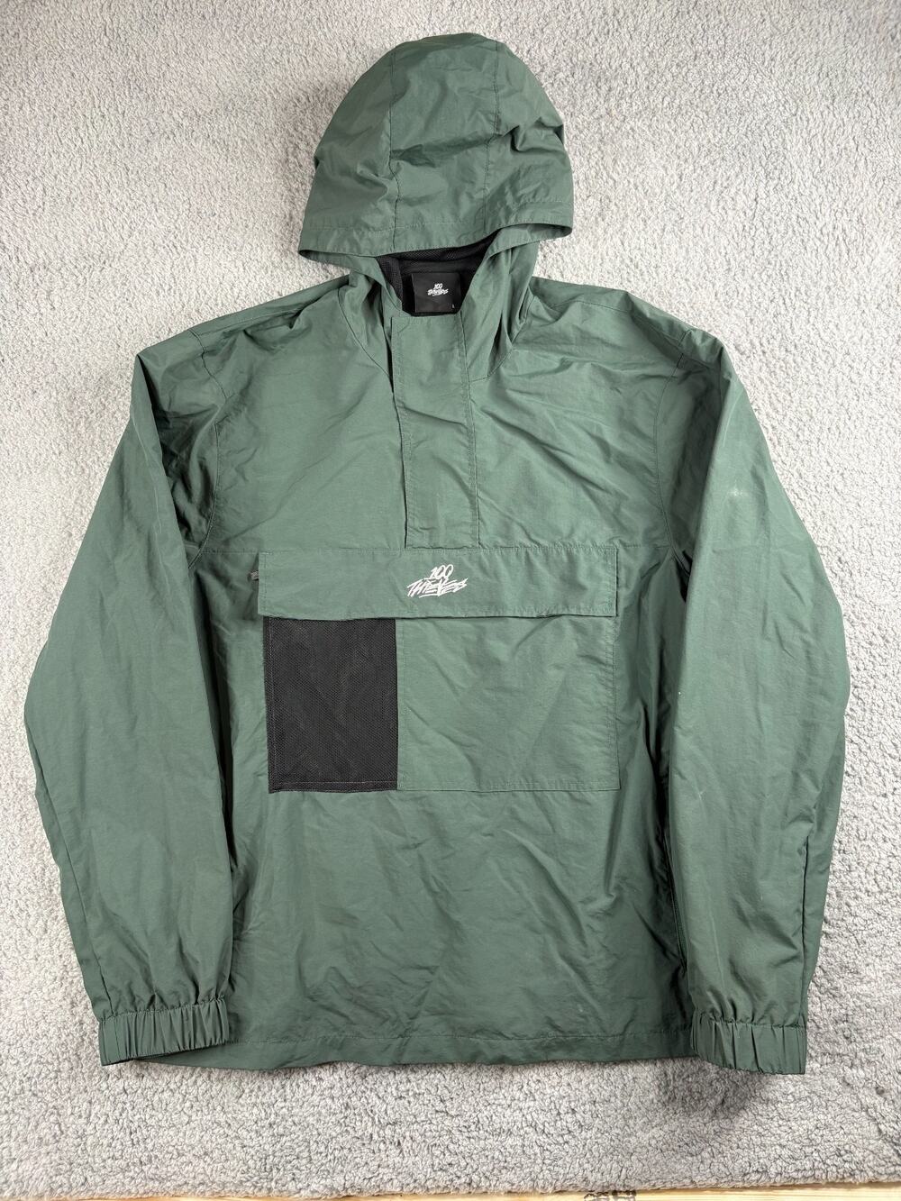100 Thieves Foundations Anorak Windbreaker Jacket Men's Large Green Pullover